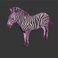 3D Model Standing Zebra With Black And White Stripes On Gray Background Reflective Surface 3d model