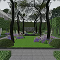 Modern Garden Landscape With Hexagonal Textured Wall Green Trees And Luxury Entrance