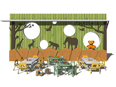 Modern Children's Desk and Chair Children's Study Table 3d model