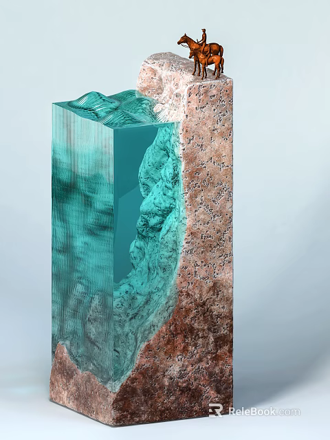 Modern Decorative Ornament Set With Turquoise Glass And Natural Textured Design Elements 3d model 