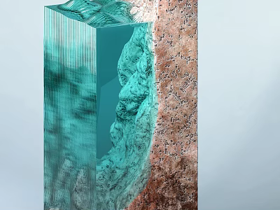 Modern Decorative Ornament Set With Turquoise Glass And Natural Textured Design Elements 3d model