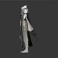 Man Wearing Black And White Robe With Belt And Silver Gray Armored Outfit Design