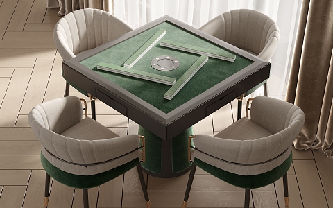 Mahjong table and chair combination 3d model