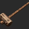 Ancient Rusty Hammer As Historical Weapon With Metal Head Wooden Handle