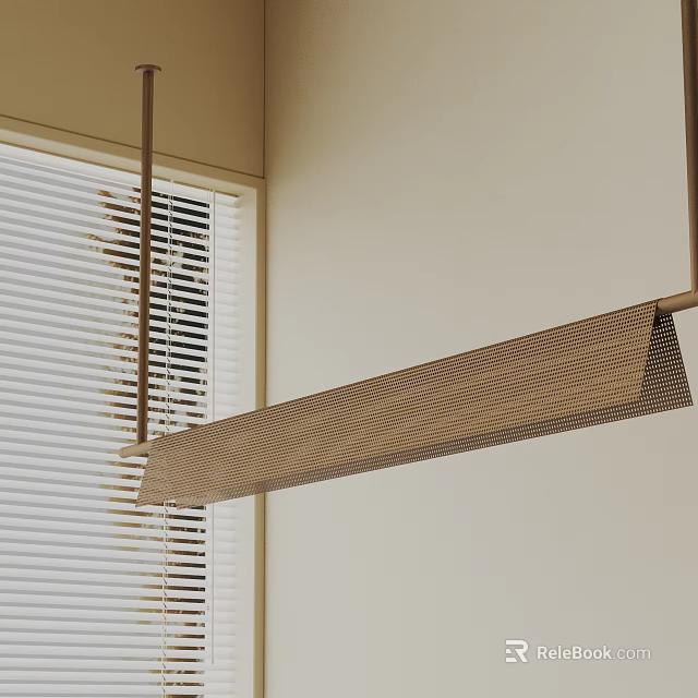 Modern Long Pendant Light With Woven Texture Design Near Window Blinds Interior 3d model