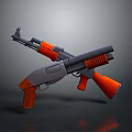 Orange And Gray Toy Gun With Modern Design And Realistic Details