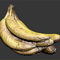 Bunch of Ripe Yellow Bananas with Brown Spots on Black Background and Reflection
