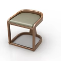 Modern Wooden Stool With Light Green Padded Seat And Curved Armrest In Simple Contemporary Design