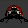Red Ladybug With Black Spots And Shiny Back On Dark Background 3d model