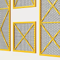Yellow Fences With Cross Grid Patterns And Various Sizes For Design Options 3d model