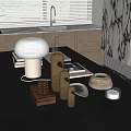 Modern Table Ornaments Table Lamp Candle Books Crafts 3d model