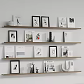 Modern Minimalist Wall Cabinets With Decorative Items Photo Frames And Books
