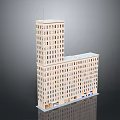 Modern L shaped High Rise Building Model With Exterior Windows And Architectural Design Details