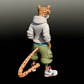 Cheetah Man In White Hoodie With Green Cargo Shorts And Sneakers