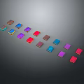 Colorful Geometric Blocks of Different Colors Arranged on Dark Background