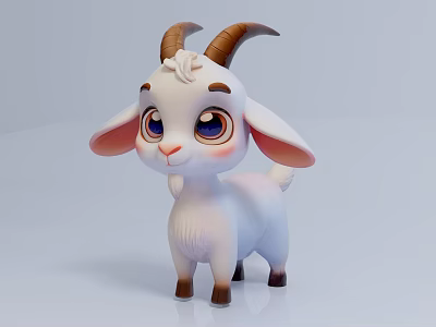 Cute Colorful Reptile Cartoon Character With Big Eyes And Scaly Skin On White Background 3d model