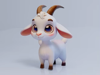 Sheep Animal Cartoon Image Q Edition US Chen IP Cartoon Game Hand-held Ornaments Poultry Decoration Poultry Scene Atmosphere 3d model