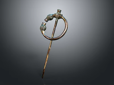 Decorative Metal Hairpin With Circular Top Design For Daily Life Use 3d model