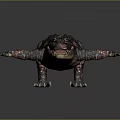 Mechanical Armored Crocodile Creature With Black Body Red Accents And Spiked Design