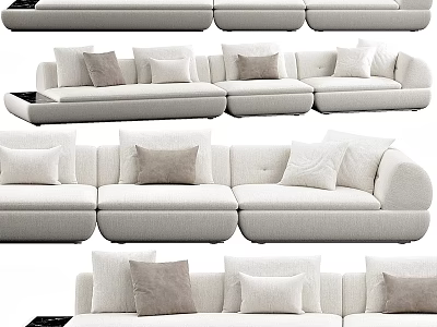 Versatile Modern Fabric Sofa Set With Light Colored Pillows And Sectional Modular Design 3d model