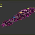 Futuristic Sci Fi Spaceship With Detailed Gray Red White Structure And Turrets