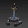 Fantasy Game Scene Elements With Ornate Platforms Golden Altars And Statues 3d model