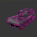 Armored Military Vehicle With Turret Cannon Six Wheels Metallic Finish And Antenna