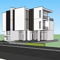 Modern Detached Villa Exterior With White Facade Lush Greenery Driveway And Front Entrance