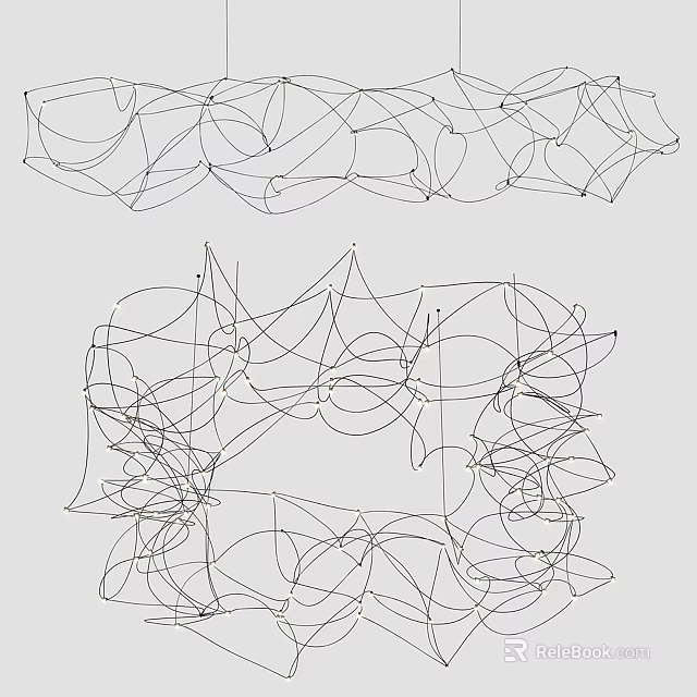Abstract Artistic Chandelier With Intricate Geometric Line Patterns For Interior Decor 3d model