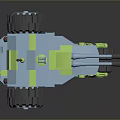 Blue And Green Toy Tank With Large Wheels Double Cannons And Antenna