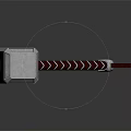 Mythic Hammer Weapon With Silver Metallic Textured Head And Brown Wrapped Leather Handle