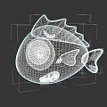 Green And Blue Fish Shaped Aquatic Animal Toy With Buttons And Decorative Design