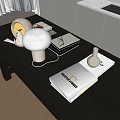 Modern table ornaments clock lamp glasses books 3d model