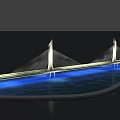 Modern Cable Stayed Bridge With Twin Towers Illuminated Over Blue Water 3d model