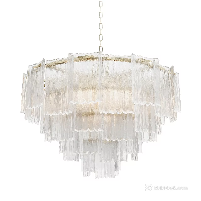 Elegant Modern Glass Chandelier With Layered Fringed Design For Interior Decor 3d model 