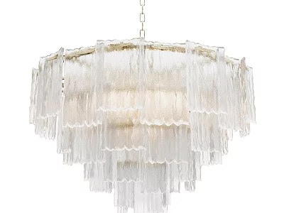 Elegant Modern Glass Chandelier With Layered Fringed Design For Interior Decor 3d model