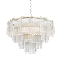 Elegant Modern Glass Chandelier With Layered Fringed Design For Interior Decor