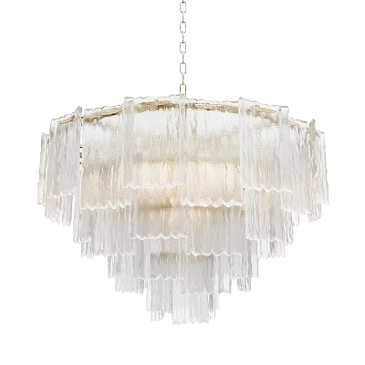 Elegant Modern Glass Chandelier With Layered Fringed Design For Interior Decor 3d model