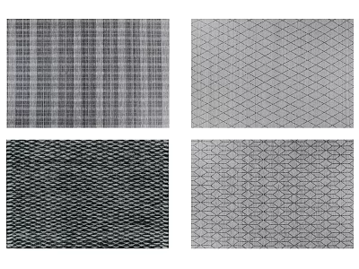 Square Rugs Featuring Various Geometric Patterns in Black White and Gray Tones 3d model