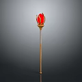 Golden Scepter With Decorative Red Gem Top And Ornate Handle Design