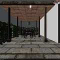 Charming Guesthouse Building With Courtyard Lush Greenery Stone Pathway And Red Tile Roof