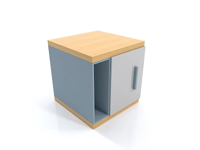 Modern Bedside Table With Wooden Top Gray Body Cabinet Door And Open Compartment 3d model