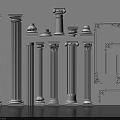 3D Rendered White Roman Columns With Various Capitals And Decorative Architectural Elements