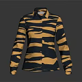 Collared Long Sleeve Shirt With Dark Blue And Yellow Striped Pattern 3d model