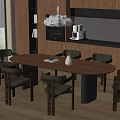 Modern Dining Room With Oval Wooden Table Six Chairs And Pendant Light