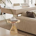 Modern Living and Dining Room Interior With Neutral Tones Sofa Coffee Table And Dining Chairs