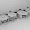 Nordic Black Walnut Round Simple Solid Wood Rock Board Coffee Table Combination for Living Room 3d model