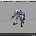 Gundam Character In White Blue Red Armor With Weapon Shield And Mechanical Design