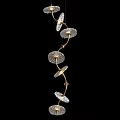 Spiral Design Gold Frame Chandelier With Circular Crystal Shades And Sparkling Accents