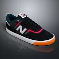Stylish Black Sneakers With Green And Pink Stripes White Logo Orange Toe And White Sole